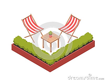 Isometric garden chairs vector concept Vector Illustration
