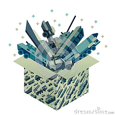 Isometric gift for day of defenders of fatherland. Vector Illustration