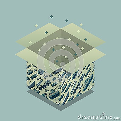 Isometric gift for day of defenders of fatherland. Vector Illustration