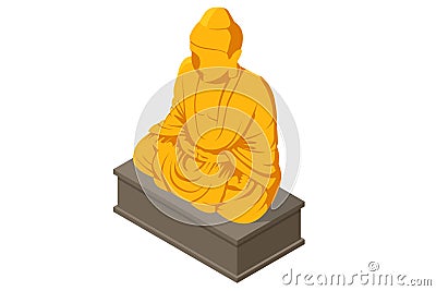 Isometric Golden Buddha statue isoleted. The Golden Buddha, officially titled Phra Phuttha Maha Suwanna Patimakon Vector Illustration