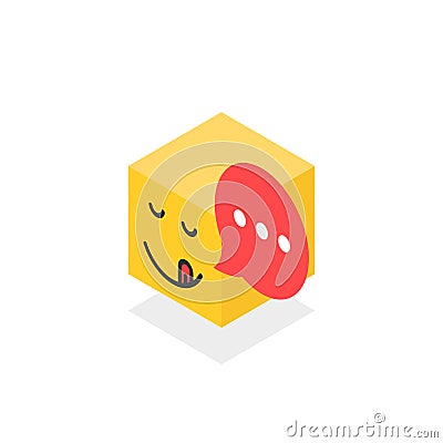 Isometric gourmet icon like emoji face on white Vector Illustration