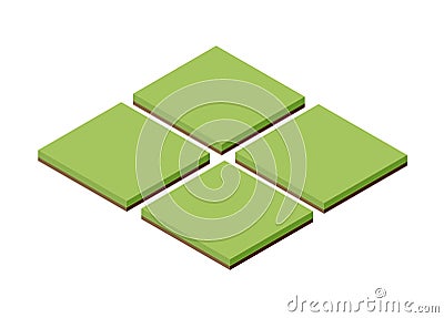 Isometric grass land texture icon. Field landscape garden green vector Vector Illustration
