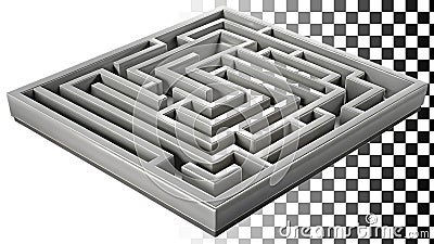 Isometric grey labyrinth maze puzzle challenge complexity solution png transparent image Generative AI Stock Photo