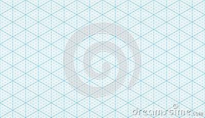 Isometric grid seamless pattern. Outline isometric graph template background. Hexagon and triangles line seamless Vector Illustration