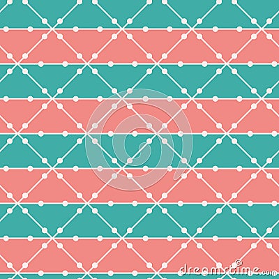 Isometric grid and stripe vector seamless pattern background. Minimal hot pink blue backdrop. Linear geometric Vector Illustration