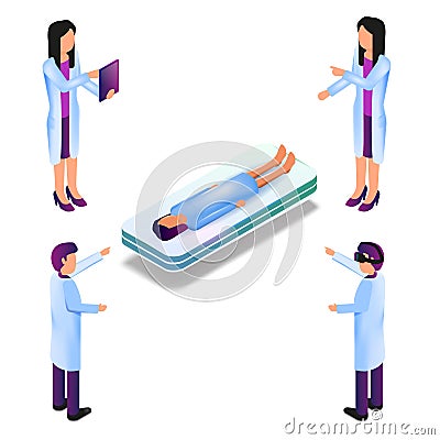 Isometric Group Doctor in Process Virtual Reality Stock Photo