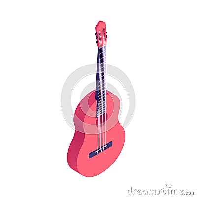 Isometric guitar isolated on white background. Vector Illustration