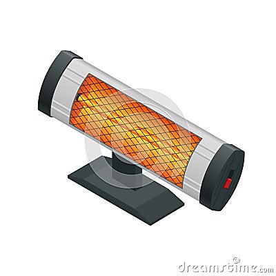 Isometric Halogen or Infrared heater. Home Heating appliances icons. Household appliances. Vector Illustration