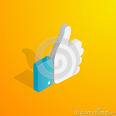 Isometric hand like icon Vector Illustration