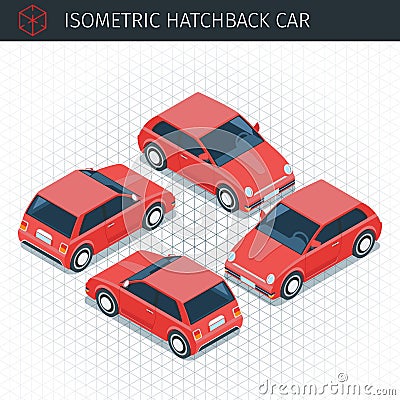 Isometric hatchback car Vector Illustration