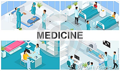 Isometric Healthcare Colorful Composition Vector Illustration