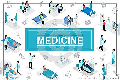 Isometric Healthcare Concept Vector Illustration