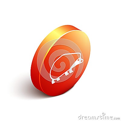 Isometric Hedgehog icon isolated on white background. Animal symbol. Orange circle button. Vector Vector Illustration