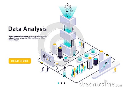 Isometric high technology concept, data center Vector Illustration