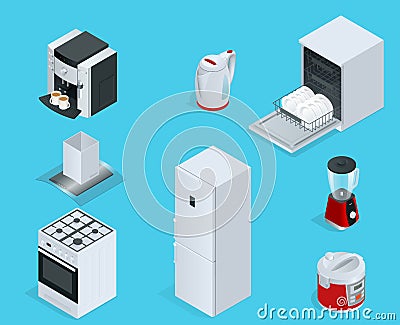 Isometric Home appliances. Vector Illustration