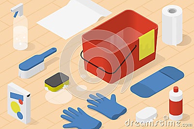 Isometric Home Cleaning Illustration Vector Illustration