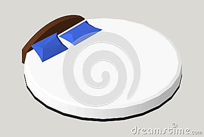 Isometric Home furniture - round bed. Interior element Bedroom. Vector illustration isolated on background. Vector Illustration