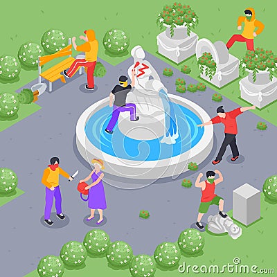 Isometric Hooligans Illustration Vector Illustration