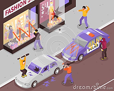 Isometric Hooligans Illustration Vector Illustration