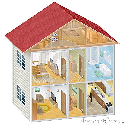 Isometric House Interior Vector Illustration