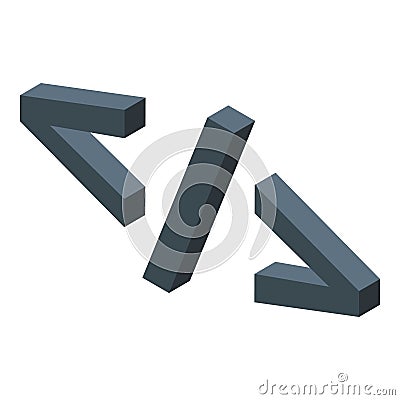 Isometric html tag icon representing web development Stock Photo