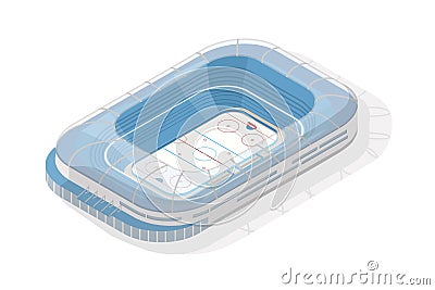 Isometric ice hokey stadium. Sports venue or arena isolated on white background. Building or structure for team sporting Vector Illustration