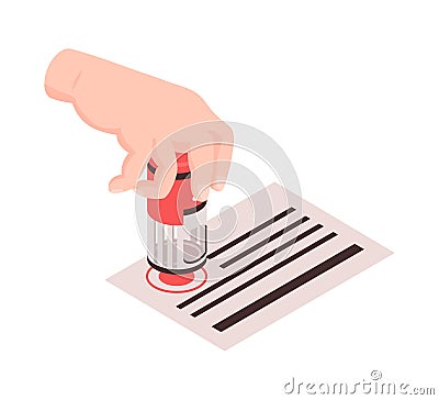 Isometric Notary Stamp Vector Illustration