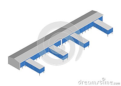 Isometric icon with port warehouse building Vector Illustration