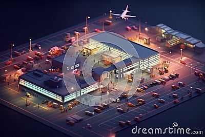 Isometric icon representation busy airport Stock Photo
