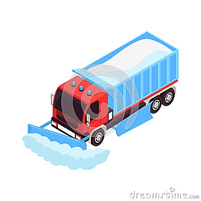 Snowplow Isometric Icon Vector Illustration