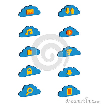 Isometric icons Cloud storage Vector Illustration