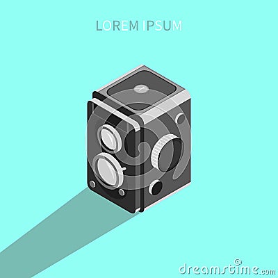 Isometric illustration of a medium format camera Vector Illustration