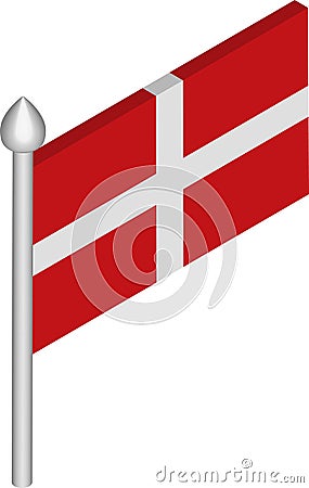 Vector Isometric Illustration of Flagpole with Sovereign Military Order of Malta Flag Vector Illustration