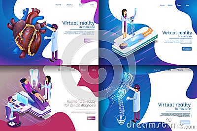 Isometric Illustration Virtual Medical Research Vector Illustration