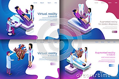 Isometric Illustration Virtual Medical Research Vector Illustration