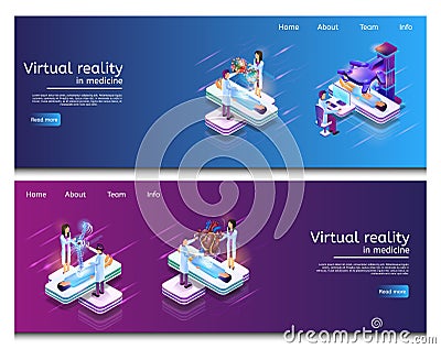 Isometric Illustration Virtual Medical Research Vector Illustration