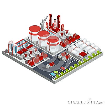 isometric illustrations oil refinery Cartoon Illustration