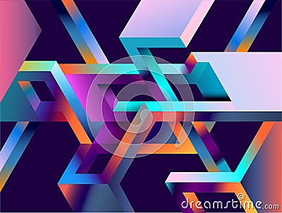 Isometric impossible colorful shapes. Vector Illustration