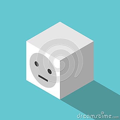 Isometric indifferent apathetic cube Vector Illustration