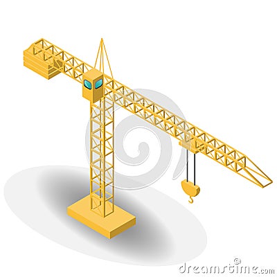 Isometric industrial crane for construction. Vector Illustration