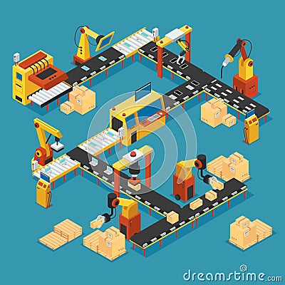 Isometric Industrial Factory Template Vector Illustration