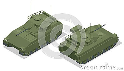 Isometric Infantry fighting vehicle. BMP, class of armored combat vehicles. American infantry fighting vehicle that is a Vector Illustration