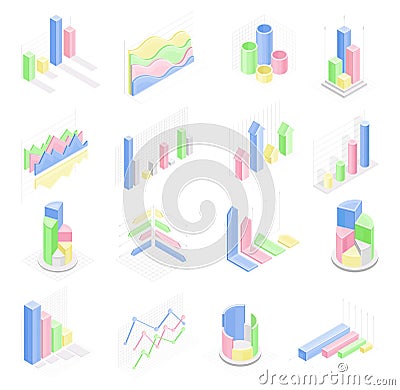 Isometric Infographic as Graphic Visual Representation of Information or Data Big Vector Set Vector Illustration