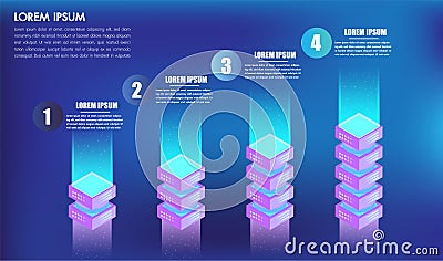 Isometric infographics design 4 options leves or steps for business concept success 3d boxes, Can be used for presentations. Stock Photo