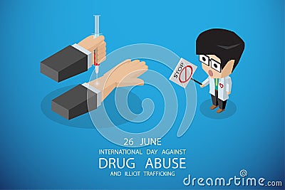 Isometric international day against drug abuse and illicit trafficking, vector illustration Vector Illustration