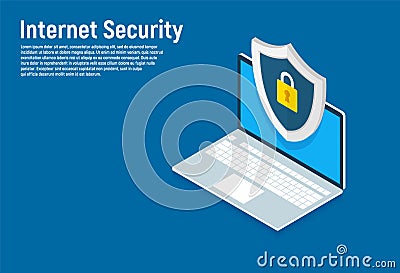 Isometric internet security, data protection, secure data exchange. Creative isometric design concepts for web banners, web sites, Cartoon Illustration