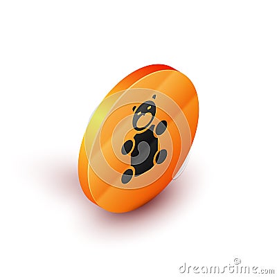 Isometric Jelly bear candy icon isolated on white background. Orange circle button. Vector Vector Illustration