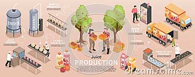 Isometric Juice Production Infographics Vector Illustration