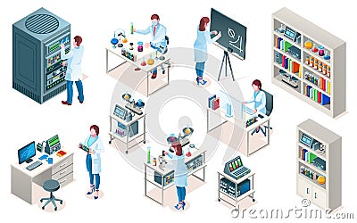 Isometric laboratory or chemical, medicine lab Vector Illustration