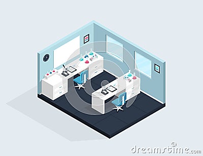 Isometric laboratory room illustration Vector illustration. Vector Illustration